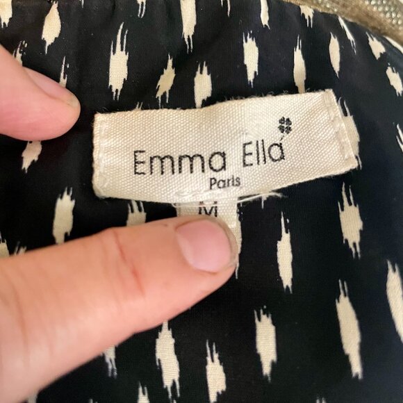 Black w/ Gold Flecks and Collar zip-front Light Jacket - M - Emma Ella Paris - Picture 4 of 5